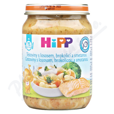 HiPP MENU Těstoviny s losos. brok. a smet. 250g