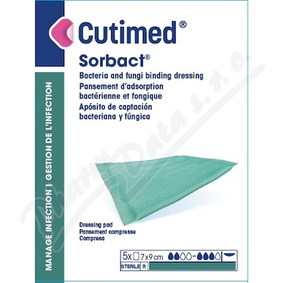 Cutimed Sorbact 7x9cm 5ks antimikrob.savá komprese