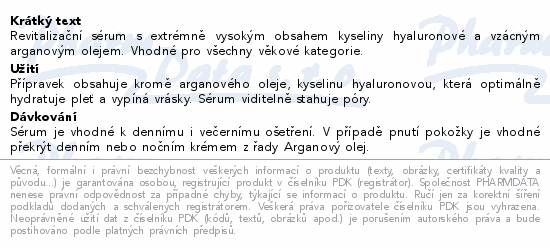 RYOR Arganový Revital. sérum s kys.hyalur. 50ml